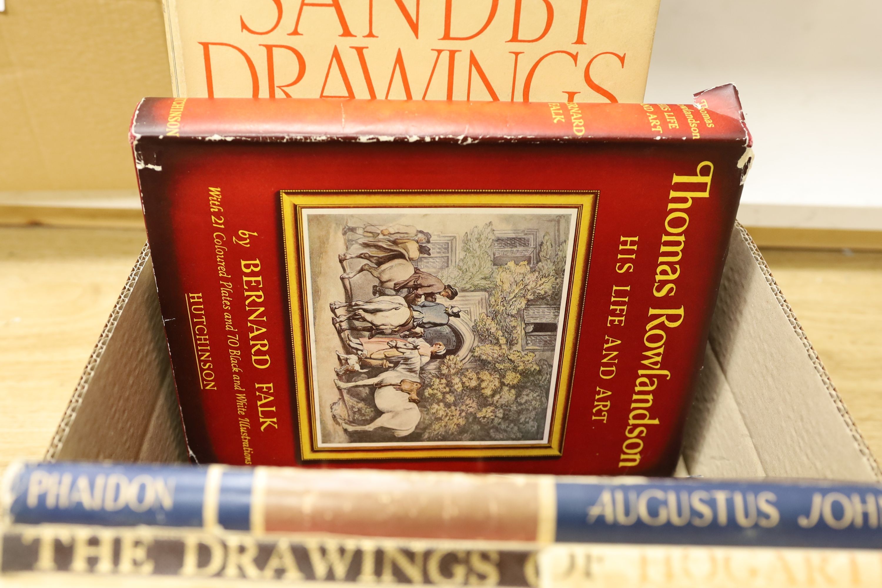 European Art - 13 works:- Oppe, A.P - The Drawings of Paul and Thomas Sandby….at Windsor Castle, 1947; Falk, Bernard - Thomas Rowlandson. His Lif and Work, [1949]; Rothenstein, John - Augustus John, 1946; Oppe, A.P - The